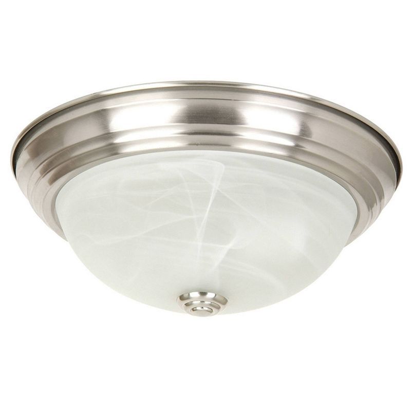 Satin Nickel 13" Flush Mount with Marble Glass Shade