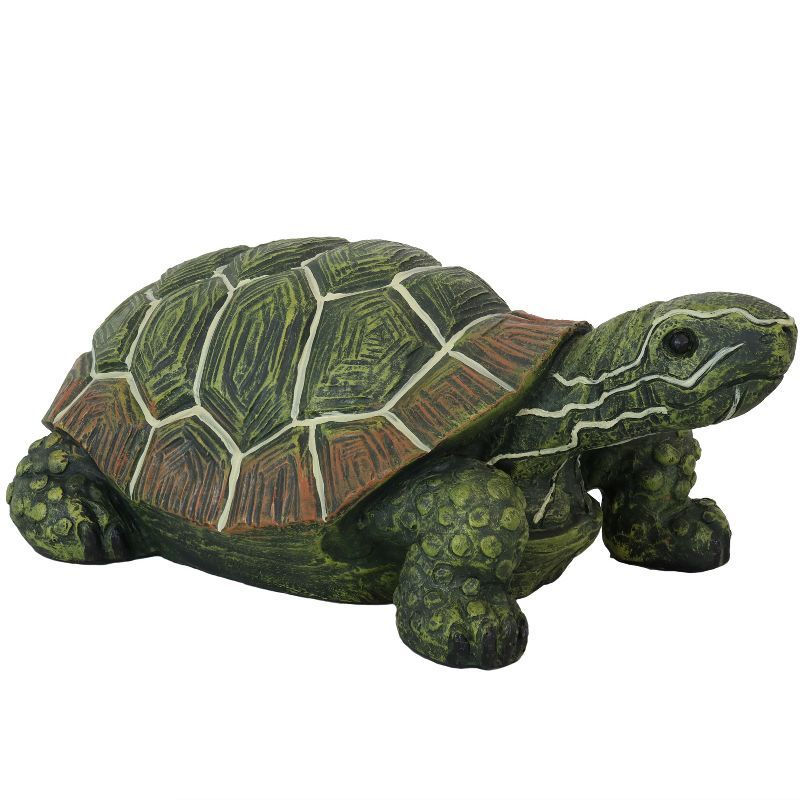 Terrance the Green and Brown Polystone Tortoise Statue