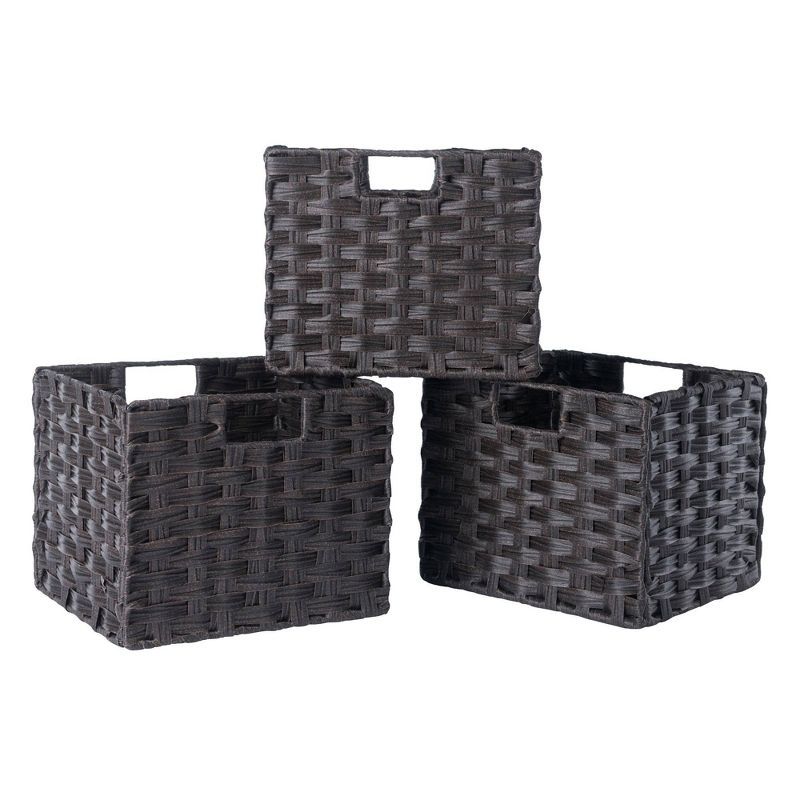 Melanie Chocolate Woven Polypropylene Foldable Basket Set