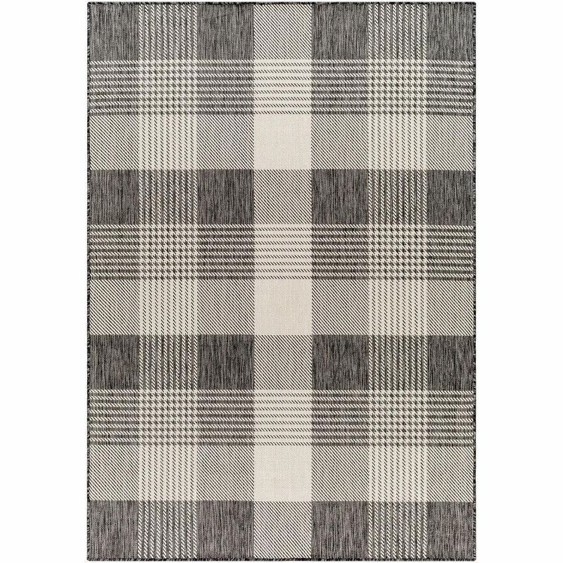 Jarad Black and Cream 5'3" x 7' Woven Indoor/Outdoor Area Rug