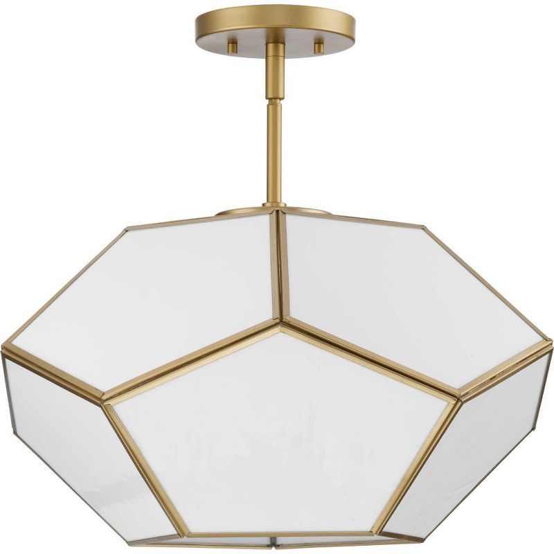 Latham Vintage Gold Geometric Glass Flush Mount Light