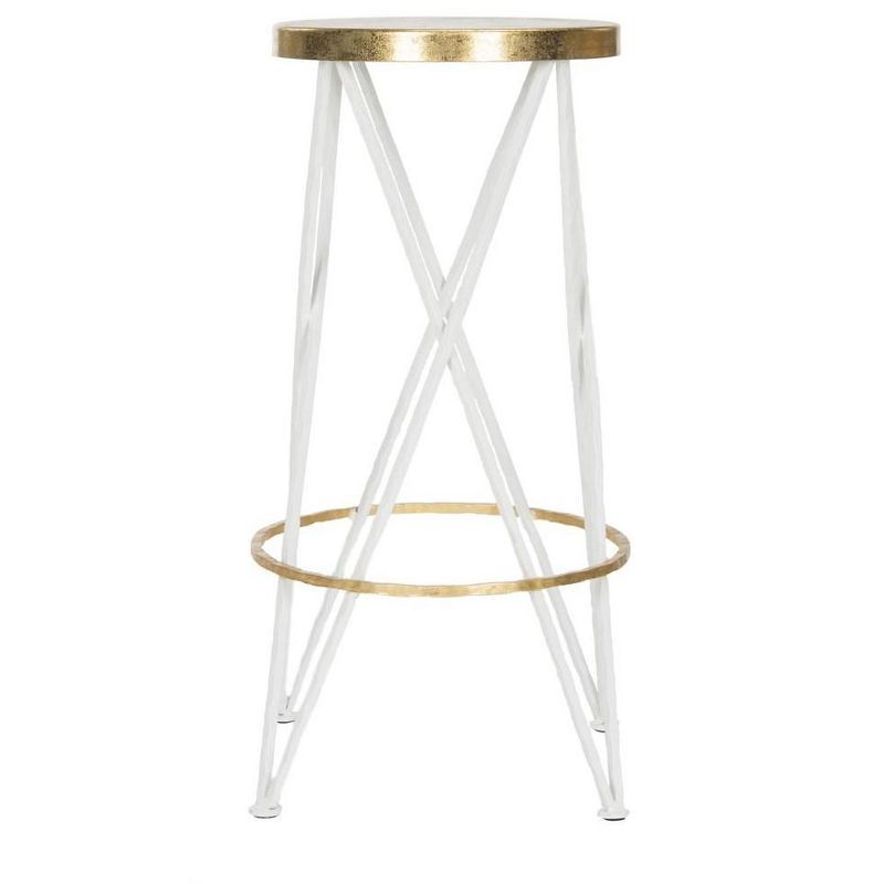 Hester 30" White and Gold Metal Bar Stool