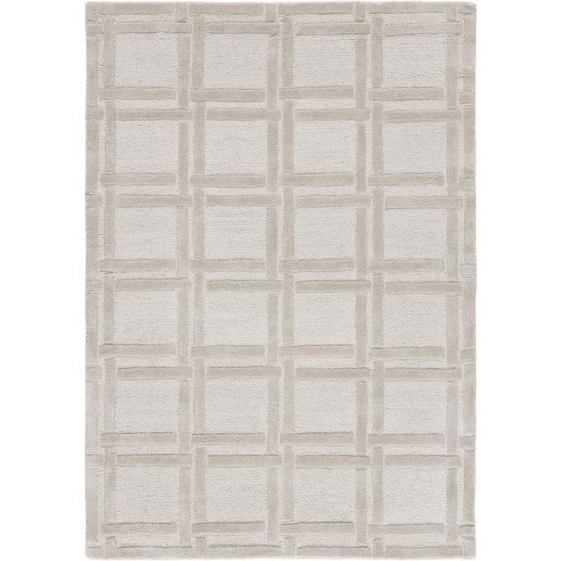 Gray Hand-Tufted Wool Rectangular 4' x 6' Area Rug