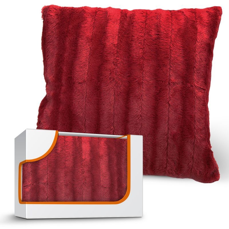 Maroon Faux Fur Decorative Throw Pillow Cover