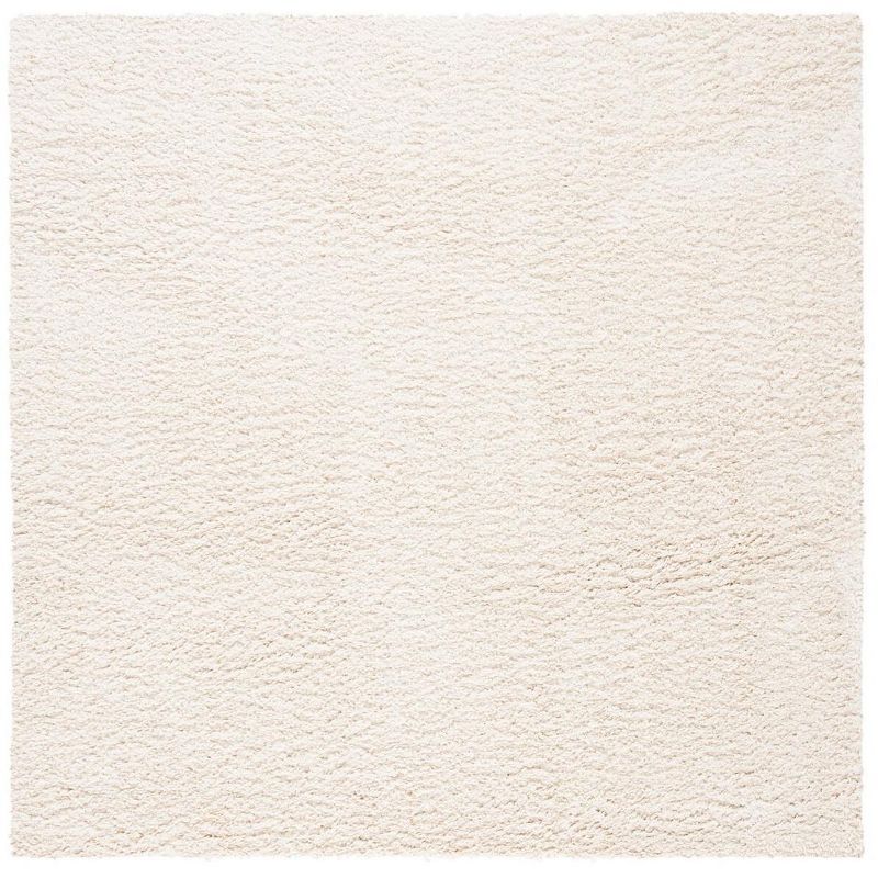Ivory Square Shag Rug with Stain-Resistant Synthetic Fibers