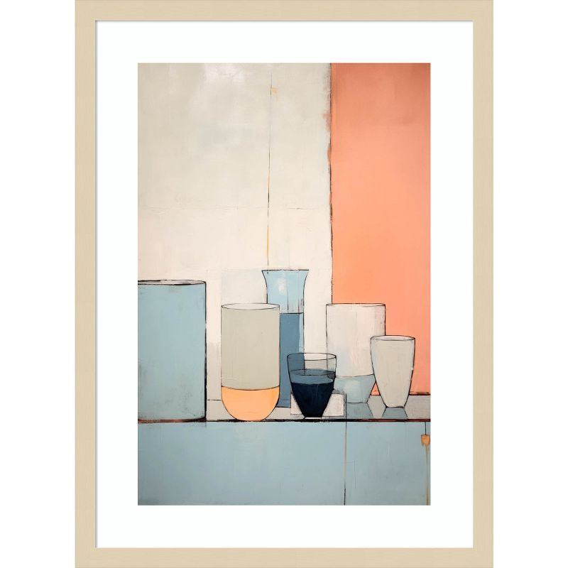 Pastel Abstract Geometric Still Life Wood Framed Print