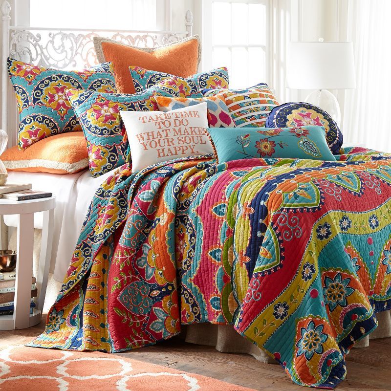 Amelie Twin Reversible Cotton Quilt Set in Multicolor