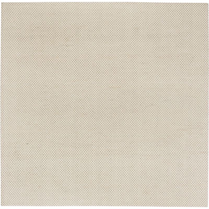 Ivory Elegance 6' Square Braided Wool & Synthetic Rug