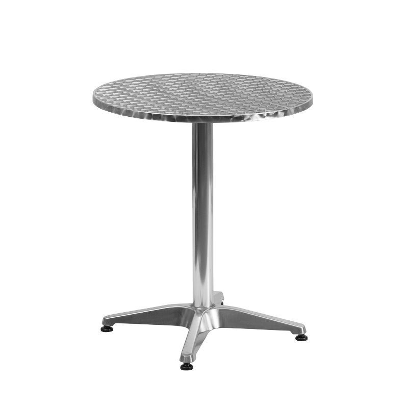 Sleek 23.5'' Round Stainless Steel Top Indoor-Outdoor Dining Table