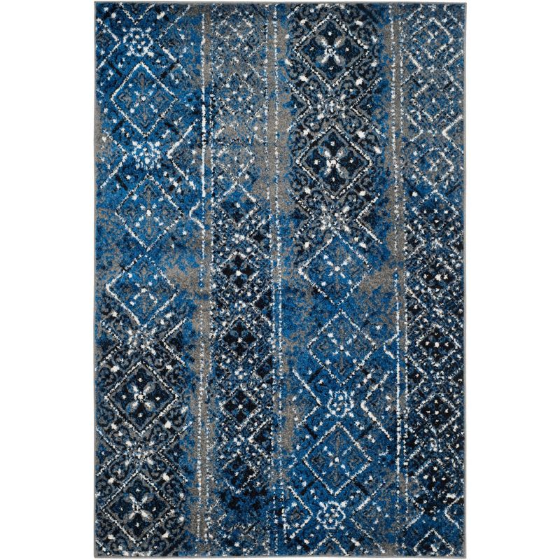 4' x 6' Silver and Multicolor Geometric Synthetic Area Rug