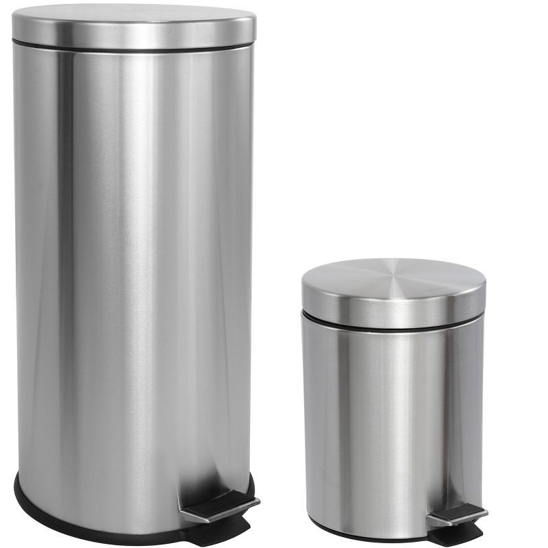 Oscar 8-Gallon Stainless Steel Step-Open Trash Can with Mini Bin