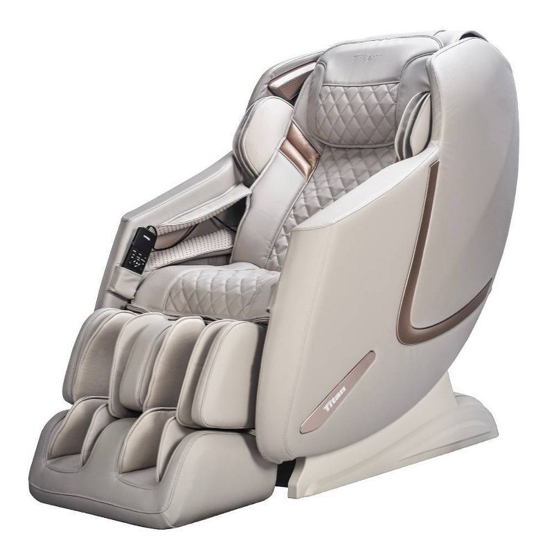 Taupe Full Body 3D Massage Chair with Metal Accents