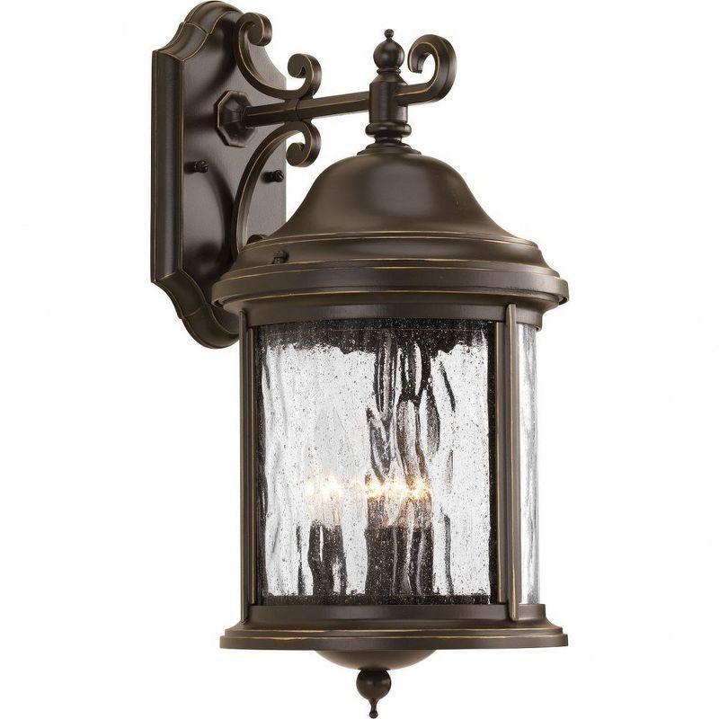 Progress Lighting Ashmore 3-Light Outdoor Wall Lantern in Antique Bronze with Shade