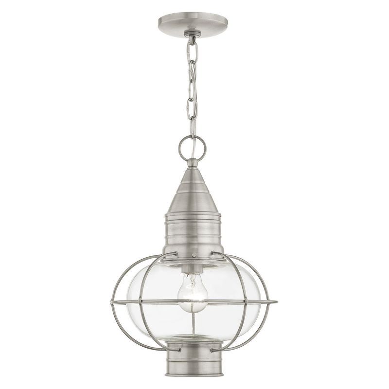 Brushed Nickel Globe Pendant Light with Clear Glass Shade
