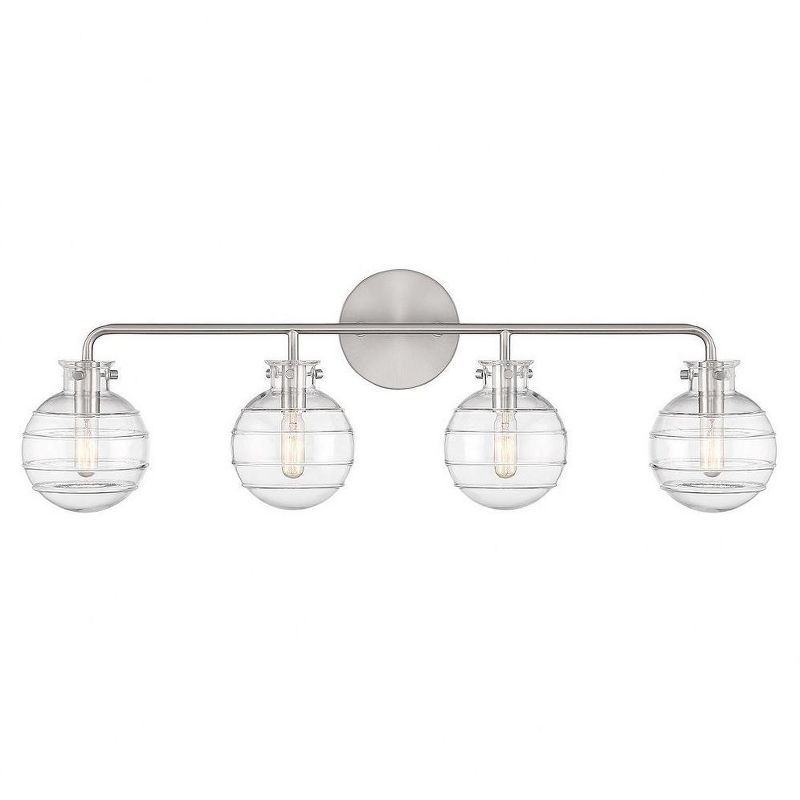 Satin Nickel 4-Light Vanity with Clear Swirl Glass Shades