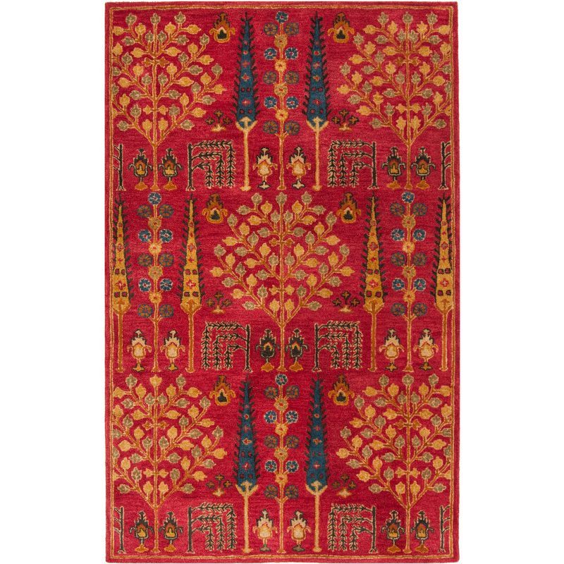 Heritage Red Hand-Tufted Wool 5' x 8' Area Rug