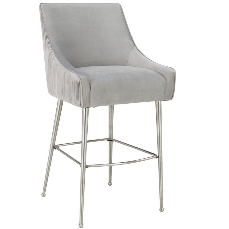 Beatrix Light Grey Velvet Counter Stool with Gold Legs