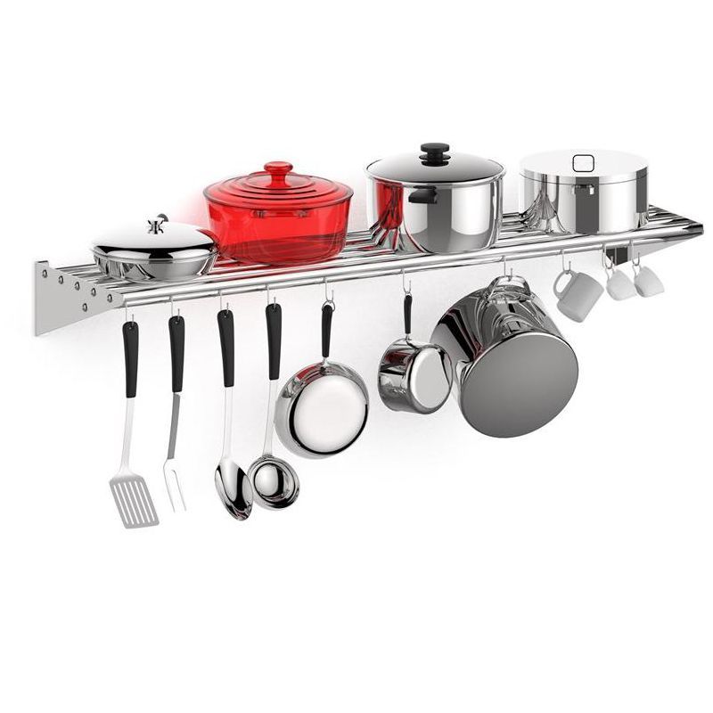 Whizmax Stainless Steel Wall Mount Kitchen Rack with Hooks