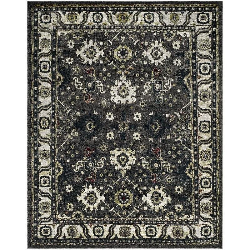 Elysian Dark Grey & Ivory Floral Synthetic 8' x 10' Area Rug