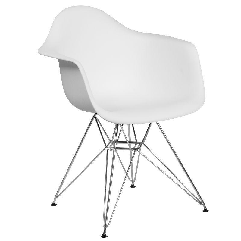 Alonza White Polypropylene Chair with Chrome Geometric Base