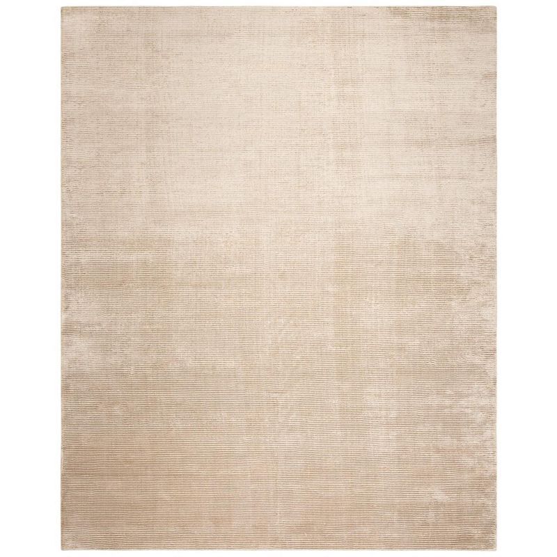 Light Silver Hand-Knotted Viscose 8' x 10' Area Rug