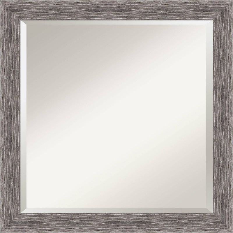 Gray Pinstripe Framed Rectangular Bathroom Vanity Mirror