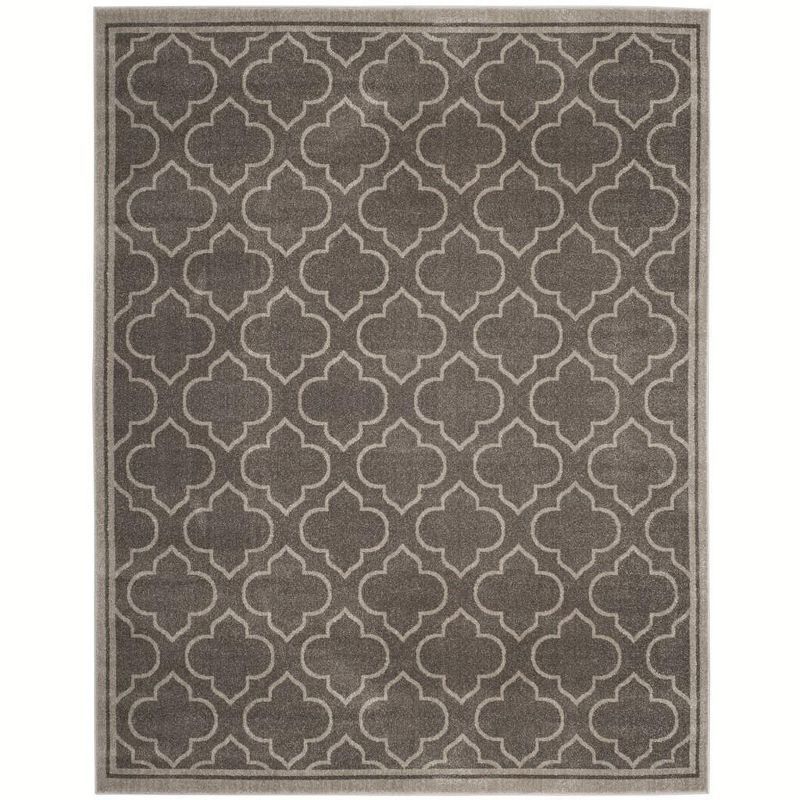 Grey and Light Grey Synthetic Rectangular Area Rug, 10' x 14'