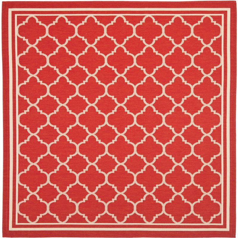 Resort-Style Red Square Indoor/Outdoor Easy-Care Rug - 59"