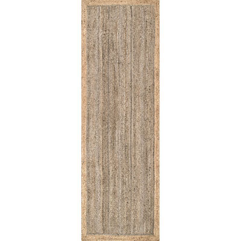 Handwoven Eleonora Gray Jute 2'6" x 6' Reversible Runner Rug