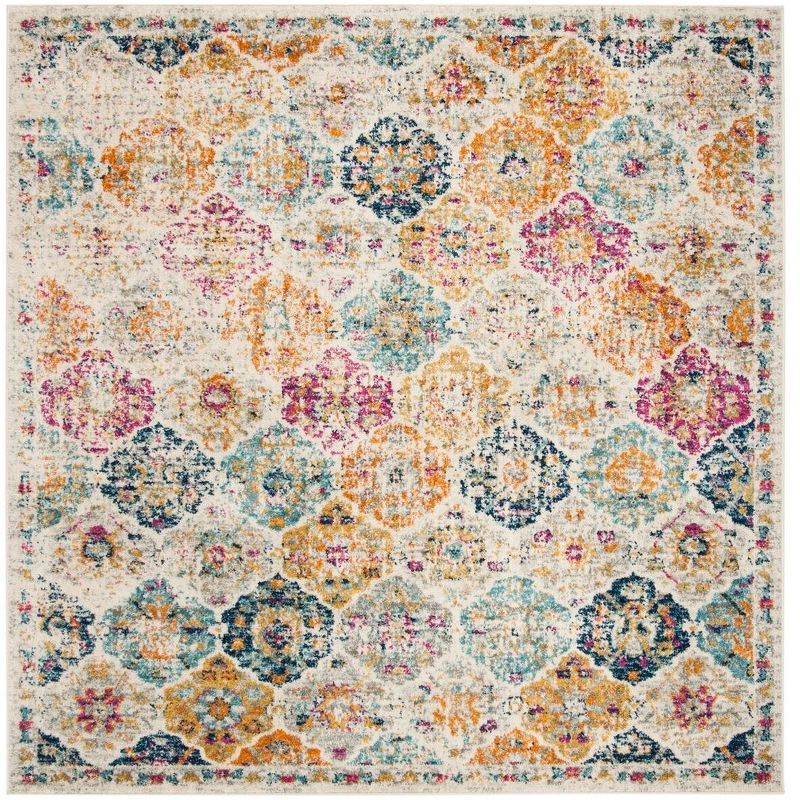 Madison Square 6'7" Blue Distressed Easy-Care Area Rug