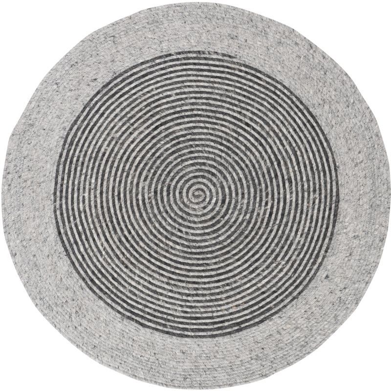 Handwoven Gray Wool 3' Round Braided Reversible Rug