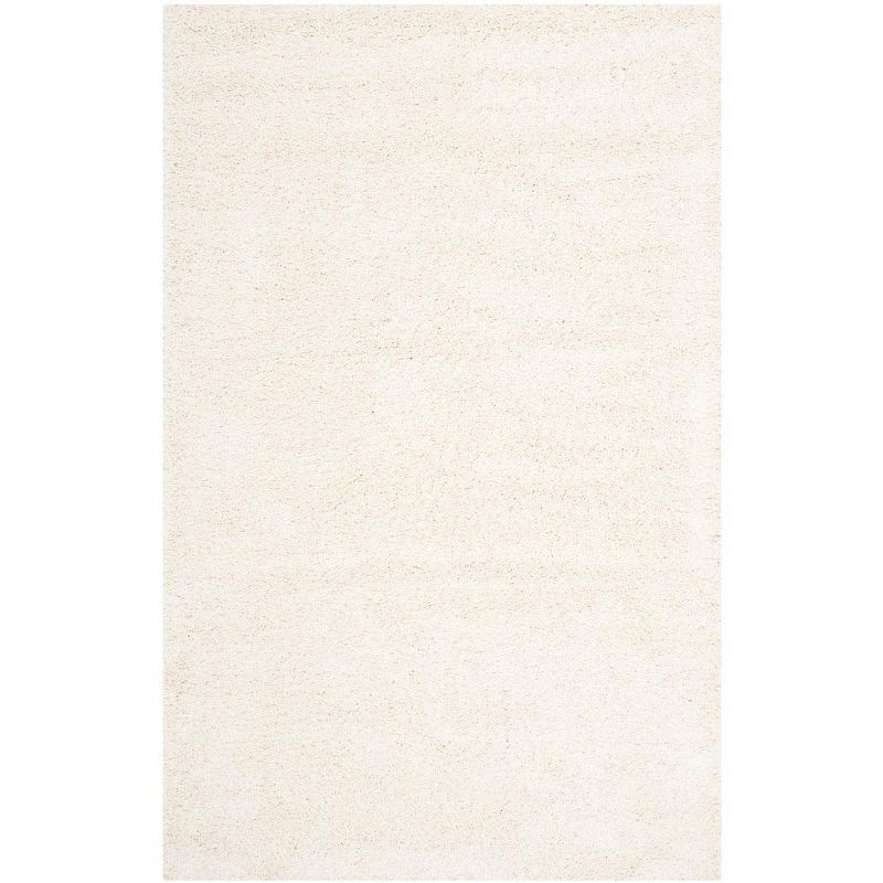 Ivory Rectangular Hand-Knotted Shag Area Rug 10' x 14'