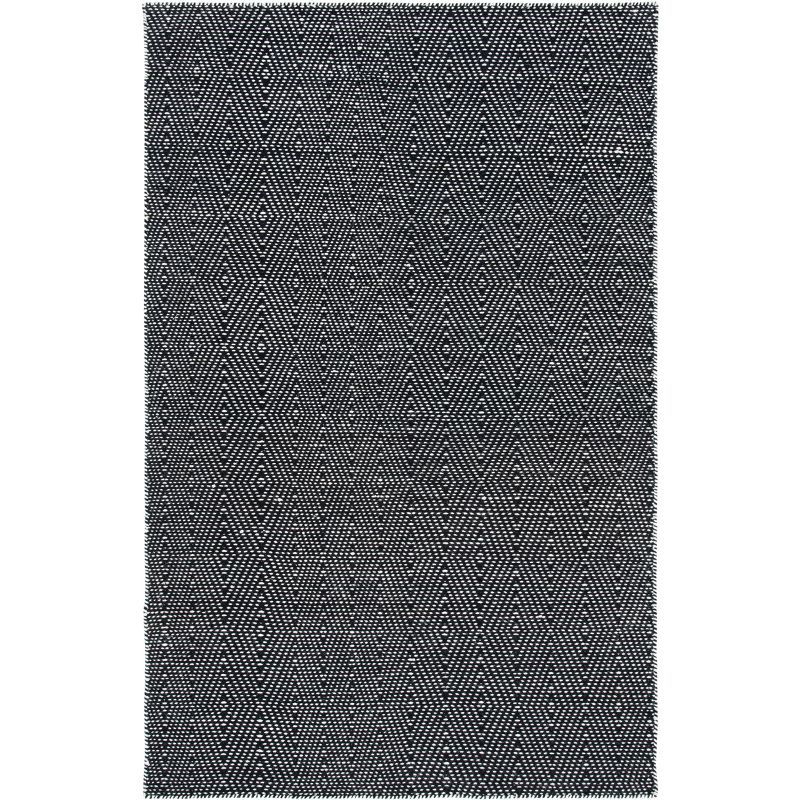 Black and Ivory Wool Flat Woven 4' x 6' Area Rug