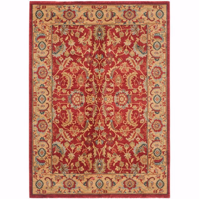 Elegant Mahal Red & Natural 3' x 5' Synthetic Area Rug