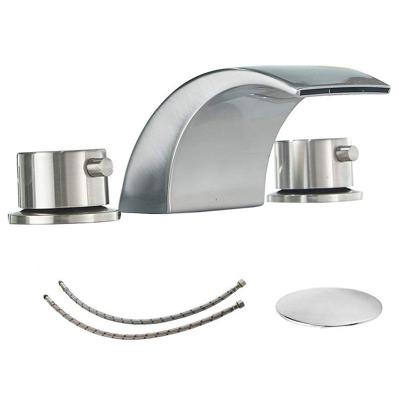 Brushed Nickel 8-Inch Widespread LED Bathroom Faucet with Pop-Up Drain