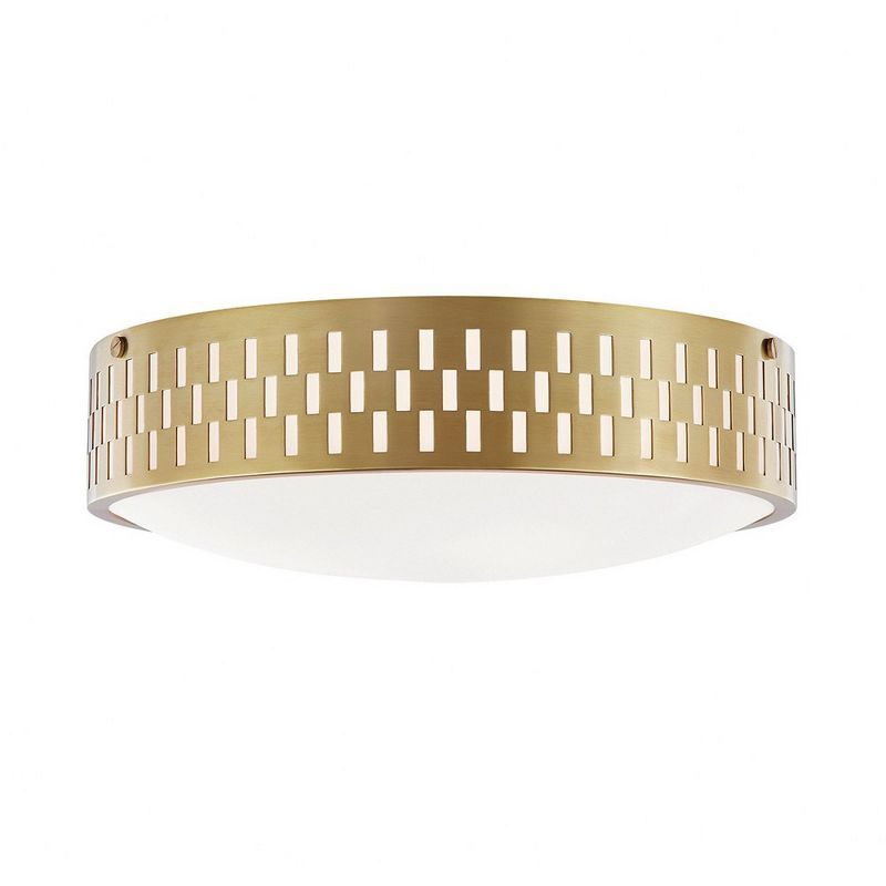 Aged Brass and Opal Matte Glass 3-Light Flush Mount