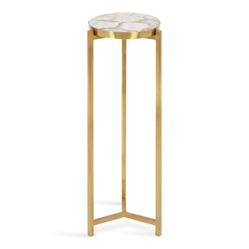 Round White Marble and Gold Metal Drink Table