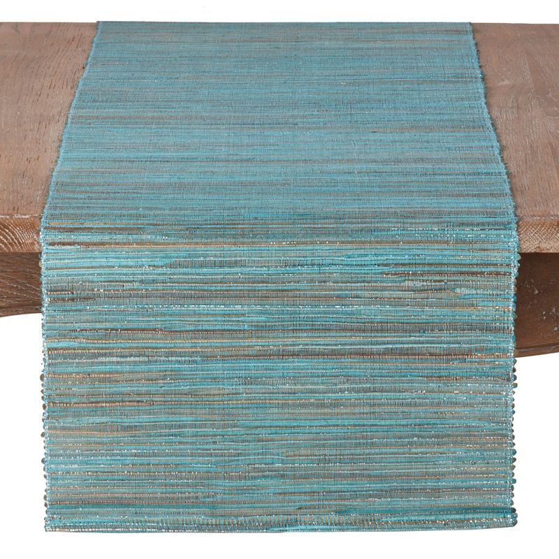 Turquoise Shimmering Woven Jute Table Runner