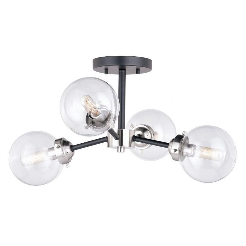 Orbit Satin Nickel and Bronze 4-Light Semi Flush Mount