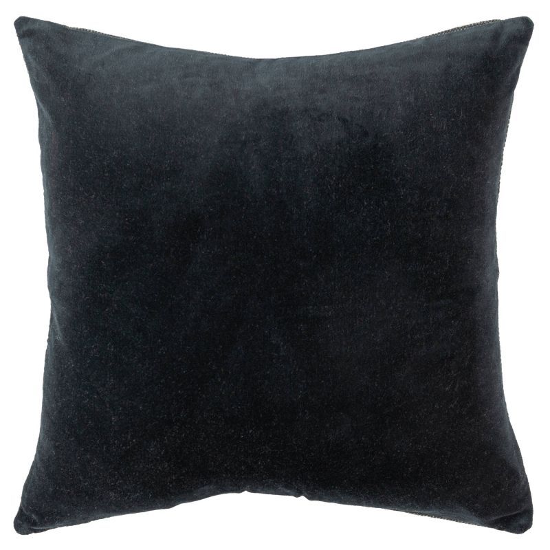 Elegant Black Cotton Velvet Reversible 22" Square Pillow Cover