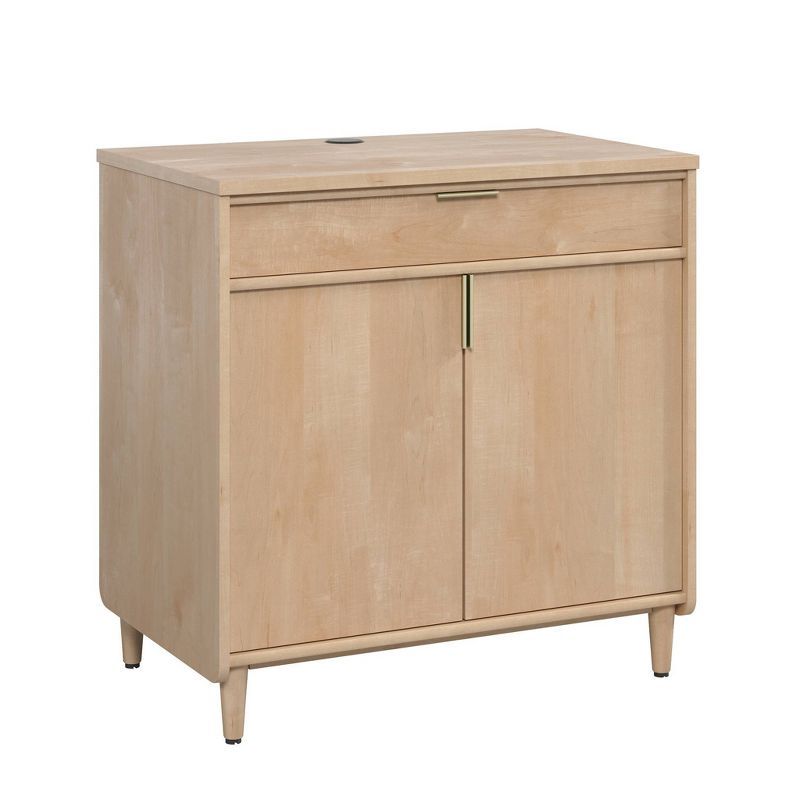 Natural Maple Adjustable 2-Door Storage Cabinet with Solid Wood Feet