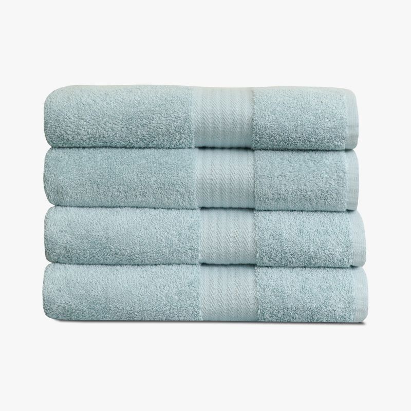 True Classics Light Blue Cotton Polyester 4-Piece Bath Towel Set