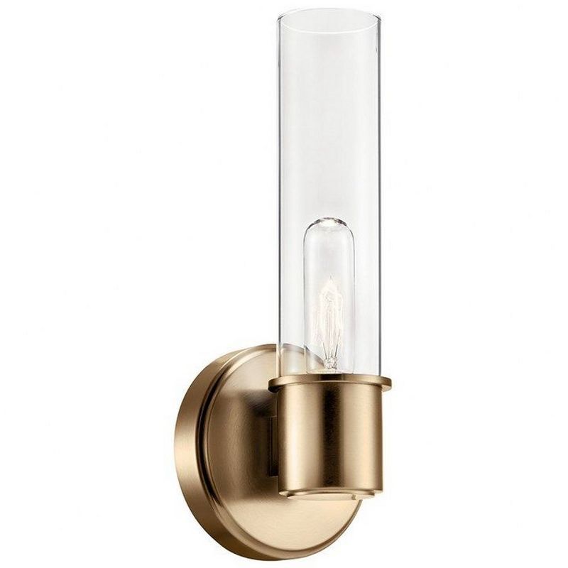 Champagne Bronze Clear Glass Dimmable Wall Sconce