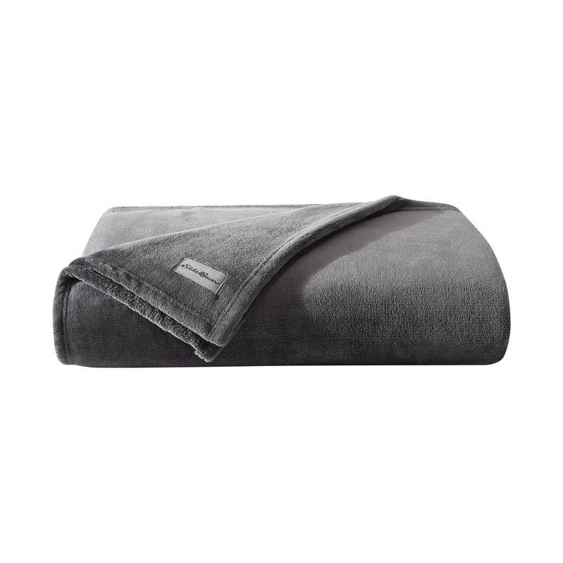 Eddie Bauer Ultra Soft Plush Solid Flannel - Blanket  Grey- Full/Queen