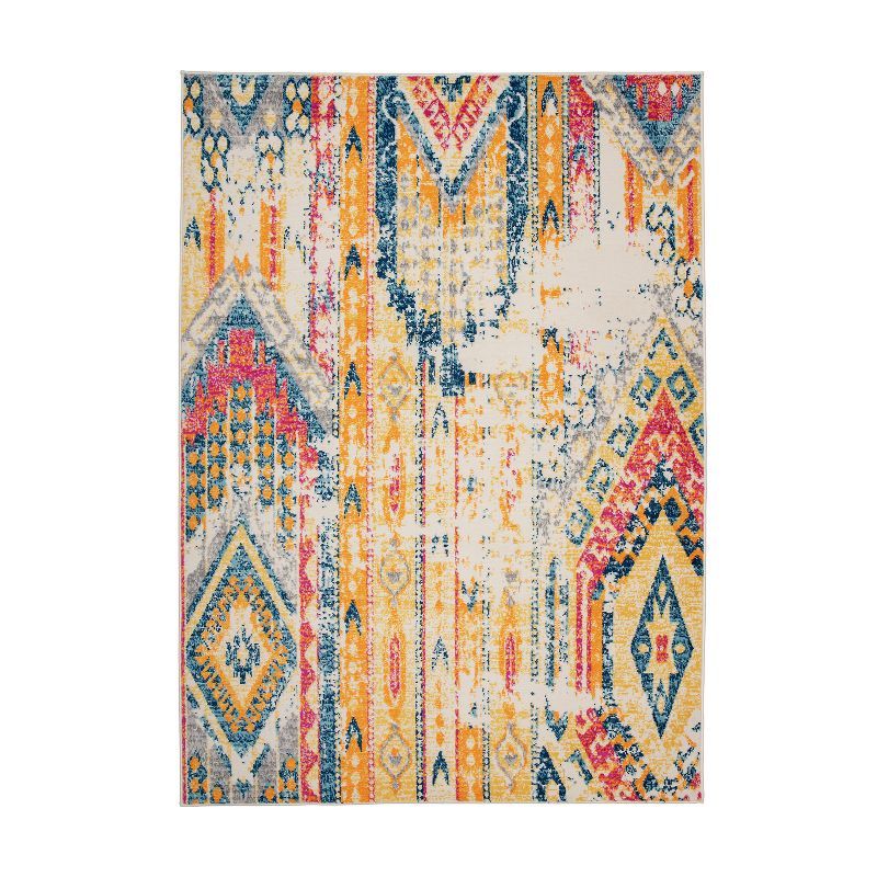 Multicolor Geometric Stain-Resistant Synthetic Area Rug 42" x 4"