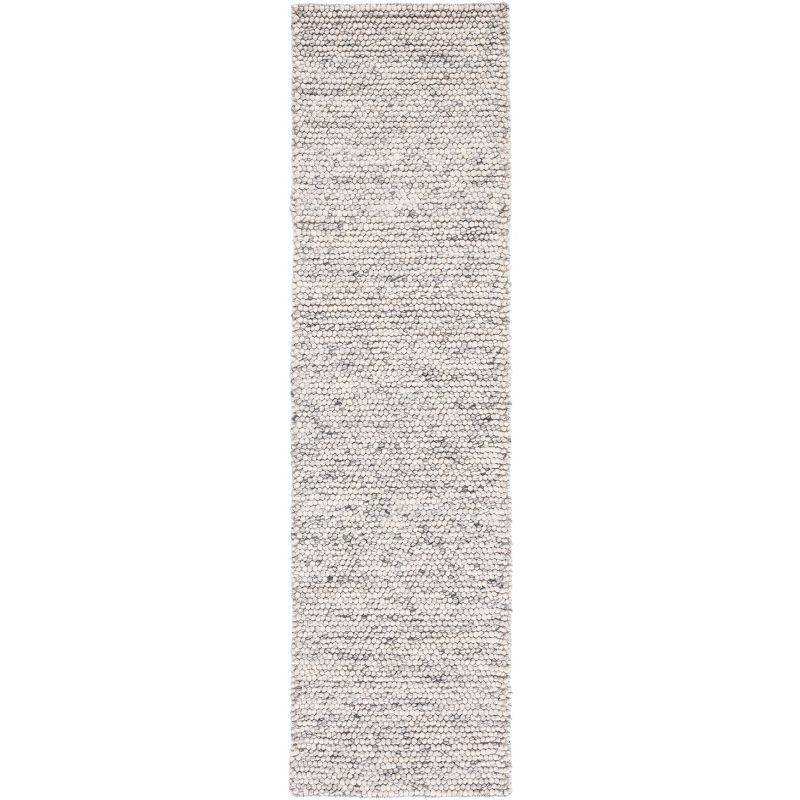 Light Gray and Ivory Handwoven Wool Runner Rug