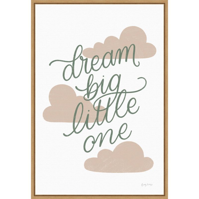 Dream Big Little One Beige and Green Canvas Nursery Print