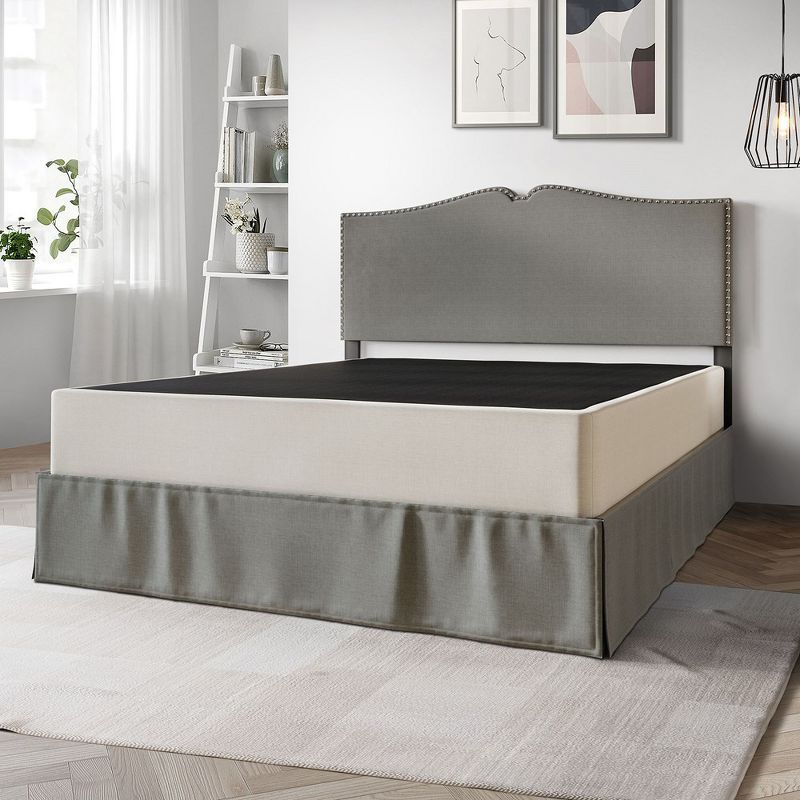 Twin 8-Inch Warm Grey Linen Upholstered Box Spring