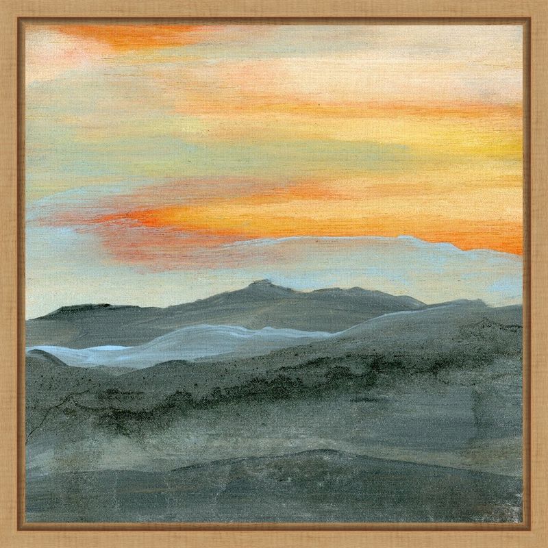 Sunset Over Blue Mountains Canvas Wall Art Print in Wooden Frame