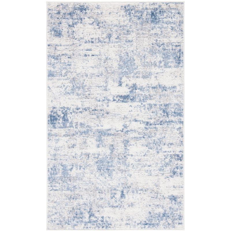 Amelia Ivory and Blue Abstract 3' x 5' Synthetic Area Rug